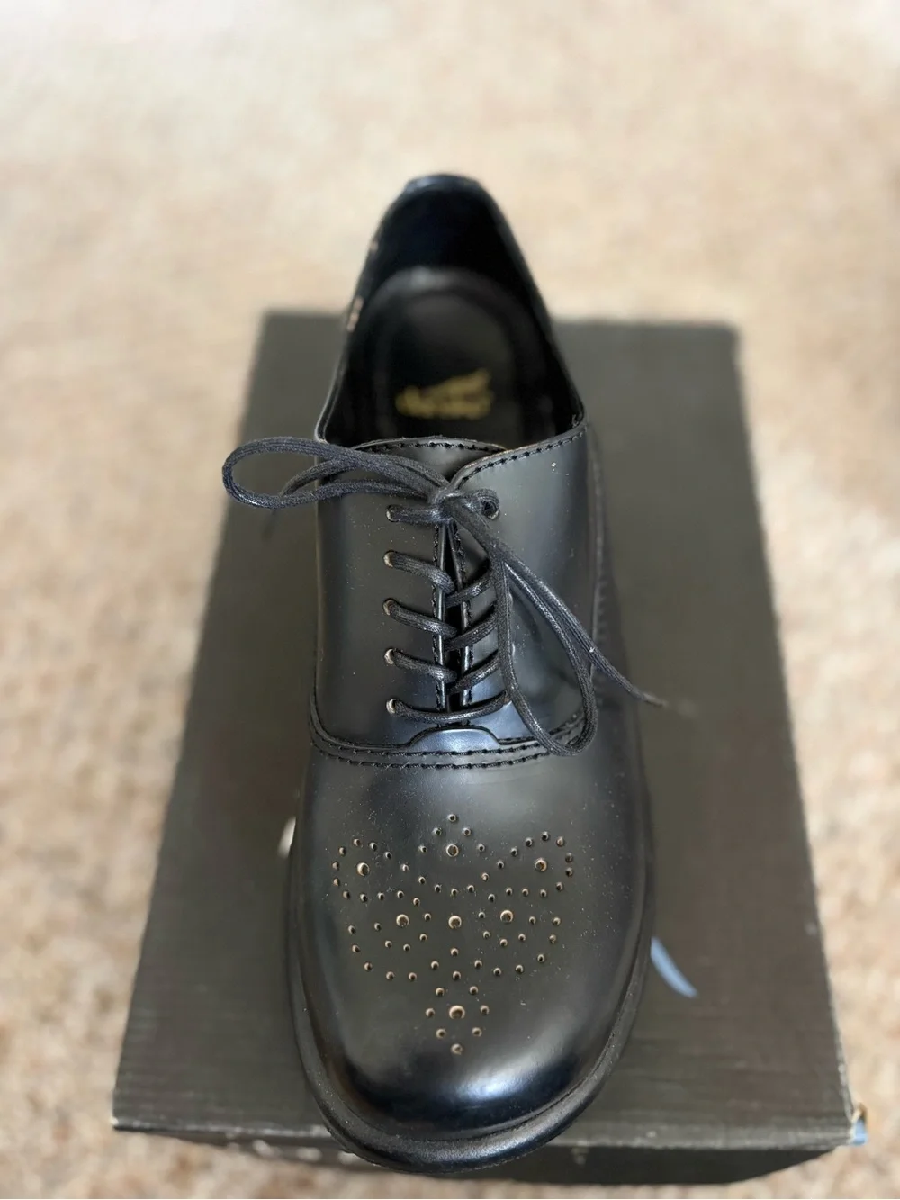 Dansko Black Leather Lace-Up Oxfords with Perforated Toe